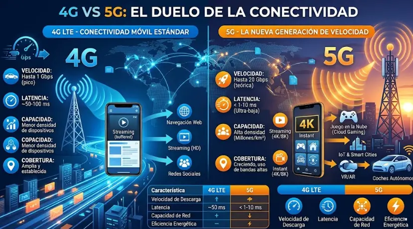 Qué significa 4G, 5G y por qué debería importarte (Guía 2026)