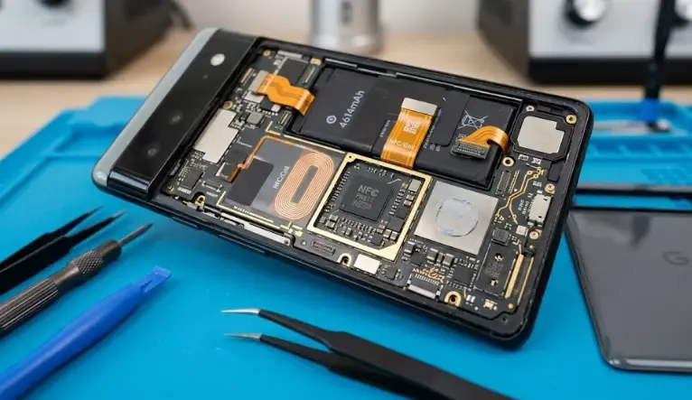 Chip NFC integrado en smartphone moderno
