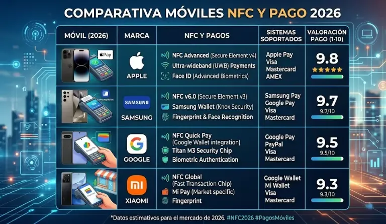Comparativa de móviles con NFC para pagos