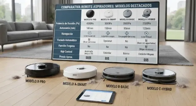 Comparativa visual de robots aspiradores